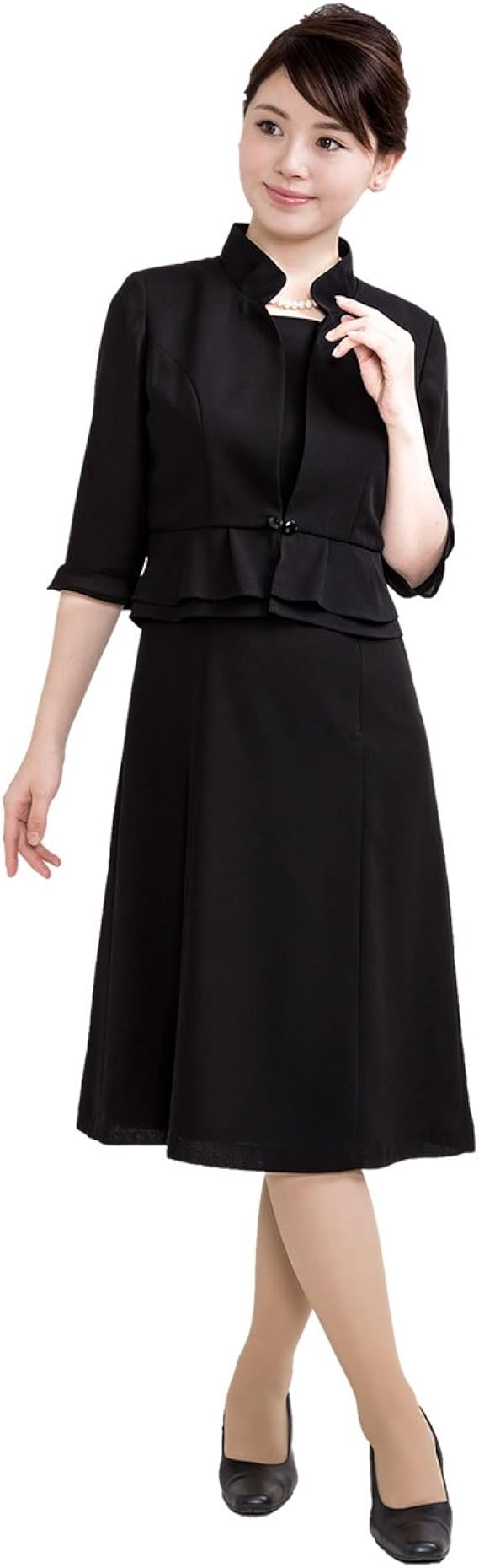 Amazon Co Jp 夏用 ブラックフォーマル ウォッシャブル 前開き ワンピース 喪服 礼服 黒 ミセス サマー 紫外線カット Ms 6161 Uv 11号 服 ファッション小物