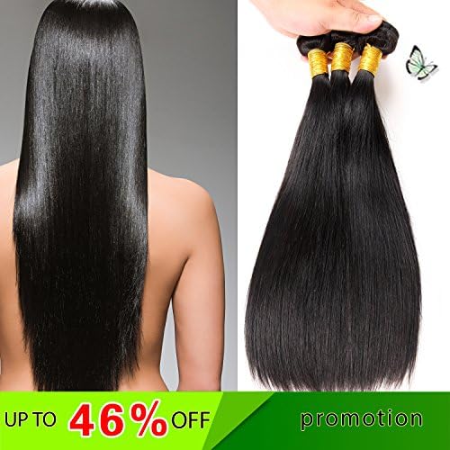 Encii Hair (12 14 16 18 Inch) Brazilian Straight Virgin Hair 4 Bundles 100% Unprocessed Brazilian Hair Weave Bundles Virgin Brazilian Straight Hair