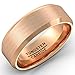 Rose Gold Tungsten Carbide Ring with Brushed Beveled Edges 8mm Comfort Fit