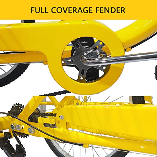 SURPCOS Adult Tricycle Cruise Bike Full Size 3 Wheeled Trike Bicycle with Wire Shopping Basket (Yellow, 7-Speed, 24" Wheel) - Thumbnail 3