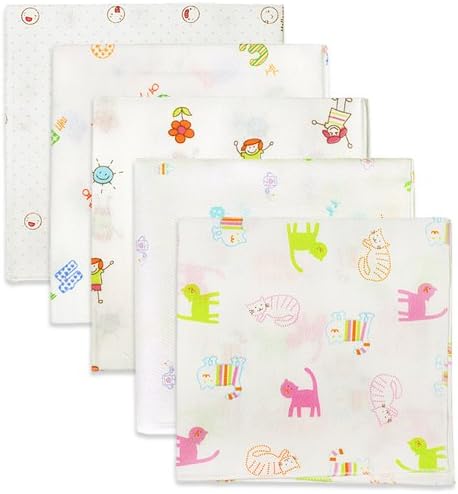 100% Cotton Handkerchief Gauze Muslin Square 5pcs