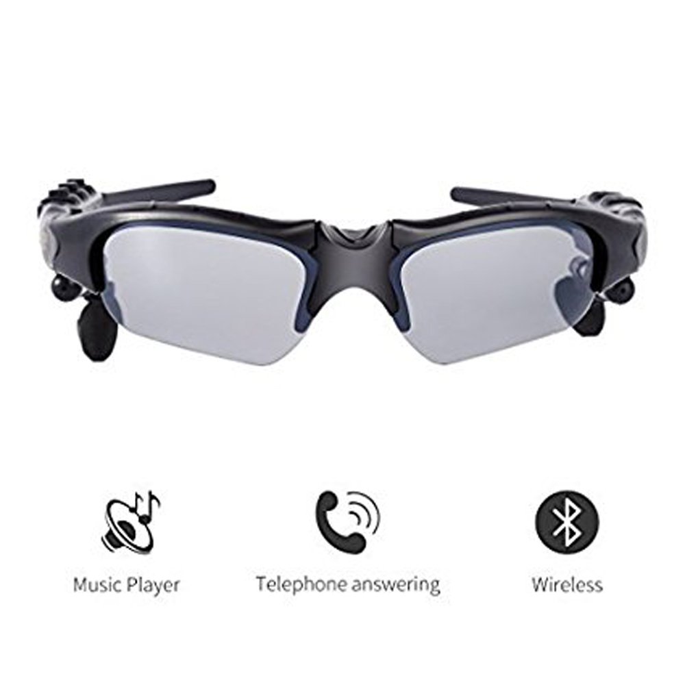 LEADEN Wireless Bluetooth MP3 Polarized Lenses Music Sunglasses V4.1 Stereo Handfree Headphone for iPhone Samsung Most Smartphone or PC (Black)