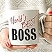 MAUAG World's Best Boss Funny Coffee Mug for Boss Day White 11 Oz, Work and Office Holiday or Birthday Present for Worlds Best Male or Female Bosses, Manager