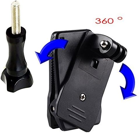360 Rotating Clip Mount Kit for Gopro Hero4 Hero 4 Black Silver Hero HD 3+ 3, GoPro Car Mount + tripod mount adapter + black long screw bolt - By Frentaly™