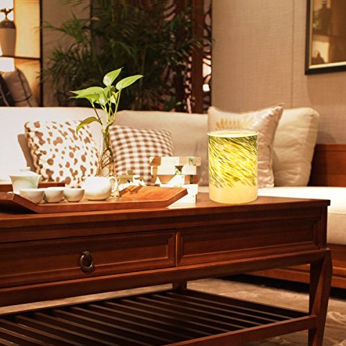 COOSA Bamboo Leaves Pattern Glass Electric Oil Warmer or Wax Tart Burner Night Light Aroma Decorative Lamp for Gifts & Decor (Green) - Thumbnail 5