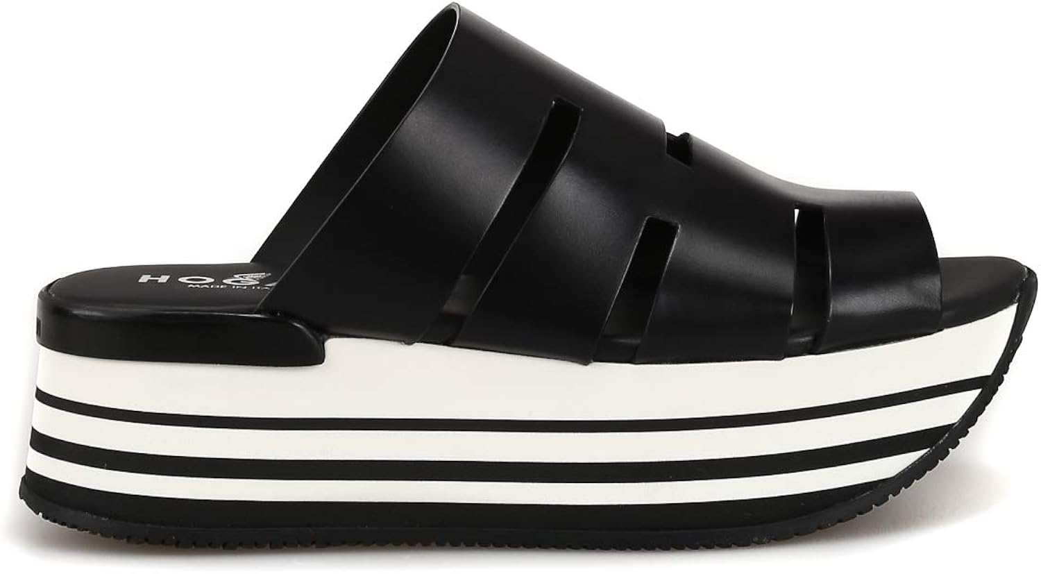 Amazon.com | Hogan Black Leather Maxi Platform Slide Sandals | Sandals