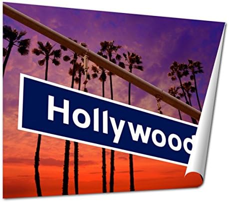 Ashley Giclee Fine Art Print, Hollywood California Road Sign On Redlight With Pam Trees Photo, 16x20, AG6444043