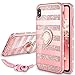 VEGO Compatible with 13 with Slide Camera Cover, Built-in 360° Rotate Ring Stand Magnetic Cover Case for 13 6.1 inch - Pink
