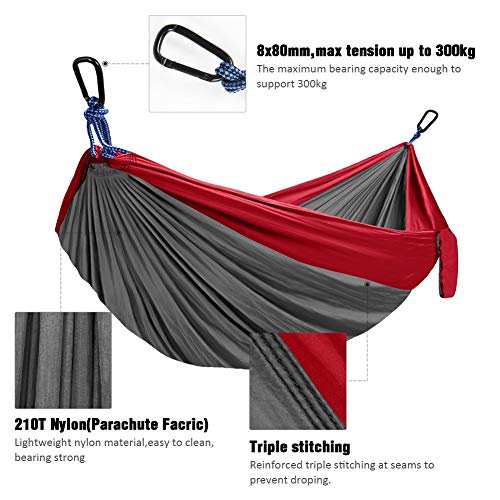 Kootek Camping Hammock Double & Single Portable Hammocks with 2 Hanging