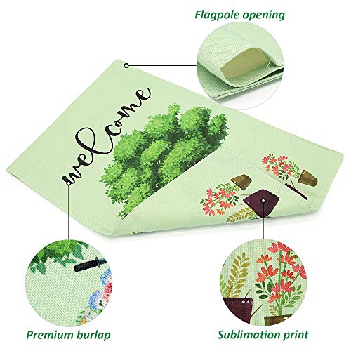 DOMIGLOW Decorative Spring Garden Flags - Farmhouse Welcome Yard Signs Outdoor Yard Flags Vertical Double Sided Burlap Banners Best for Birthday Party Holiday Patio Decor (12.5”×18.5\