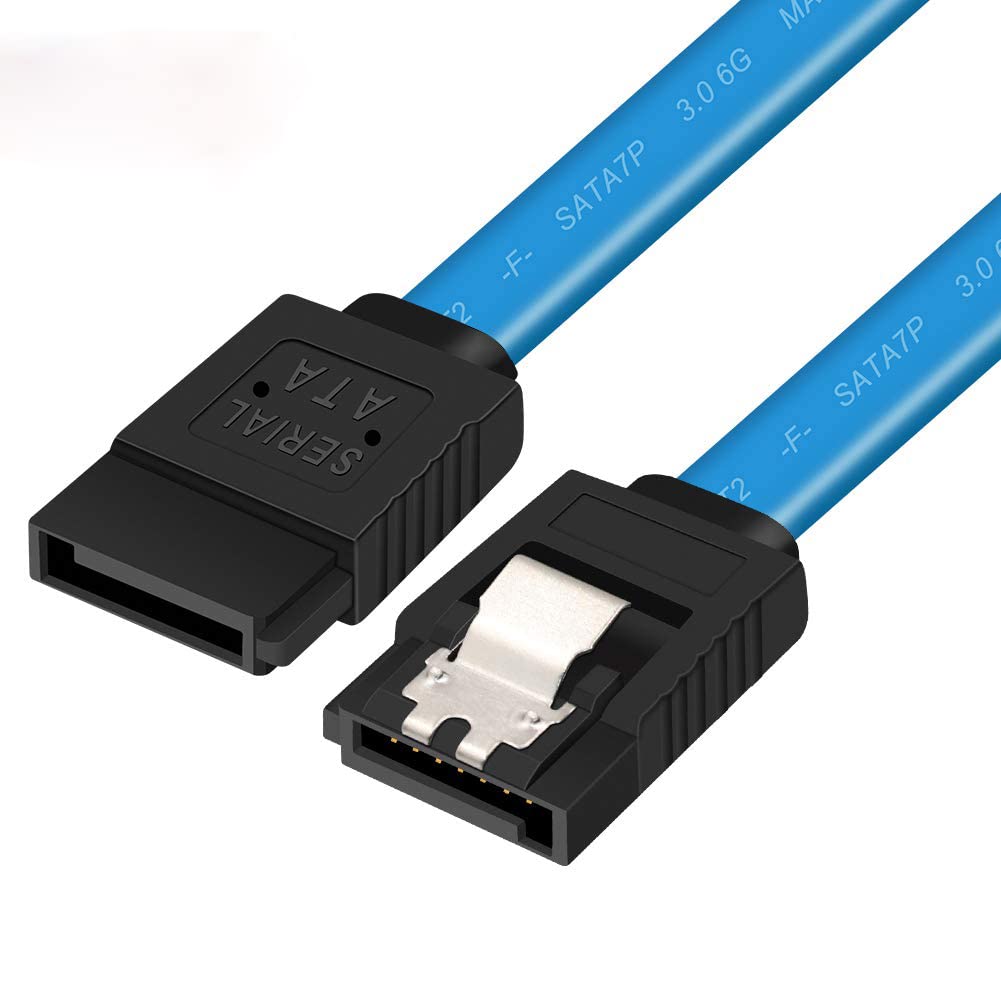 Yeung Qee SATA Cables III, 6 Gbps Straight Data Cable with Locking Latch, 18 Inch, Compatible SATA HDD, SSD, CD Drive, CD Writer (Blue)