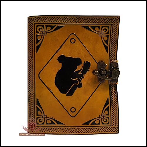 Leather Journal Handmade Panda Embossed Notebook Personal Organizer Daily Planner Office Supplies Handbook Diary College Book of Shadows Sketch Book 5(L) x 7(H) Inches