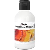 ABEIER Fabric Medium for Acrylic Paint, 10 oz, Textile Painting Medium | 1:1 ratio, soft flexible finish, less cracking, improves adhesion, for wearable and textile crafts
