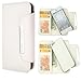 White Detachable PU Leather Wallet Card Case & Back Cover With Detachable Hand Strap Wristlet and Card Slot Holder For Apple iphone 5 / 5S