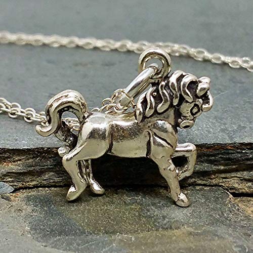 Prancing Horse Charm Necklace - 925 Sterling Silver, 18" - Thumbnail 2
