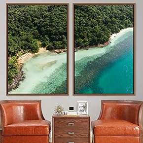 signwin 2 Piece Framed Canvas Wall Art Coastal...