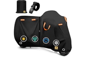 AIBILEY Motorcycle Cover Storage Waterproof Outdoor,Durable Heavy Duty Tearproof Anti-UV Polyester Cloth,Weatherproof Bike Scooter Covers Accessories,Fit for Honda,Yamaha,Kawasaki, Harley,86x37x50