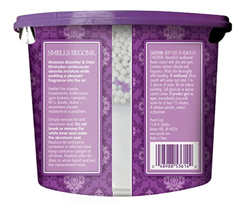 SMELLS BEGONE Odor Eliminator & Moisture Absorber - Absorbs Moisture in Closets, Basements and Bathrooms - 14 Ounces (Lavender Vanilla)