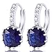 GULICX Fashion White Gold Electroplated Sapphire Color Blue Huggie Hoop Earrings Cubic Zirconia