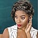 Iusun Wigs,5'' Women's Short Wavy Black Wig Side Parting Heat Resistant Synthetic Wigs Afro Curly Full Hair Wig Cosplay Costume Wigs Daily Party Anime Hair Wig High Temperature Fiber (Black)