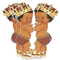 ArtPaperWonders Burgundy African American Baby Prince Cutouts, Burgundy Royal Baby Shower Birthday Decor (10 inches)