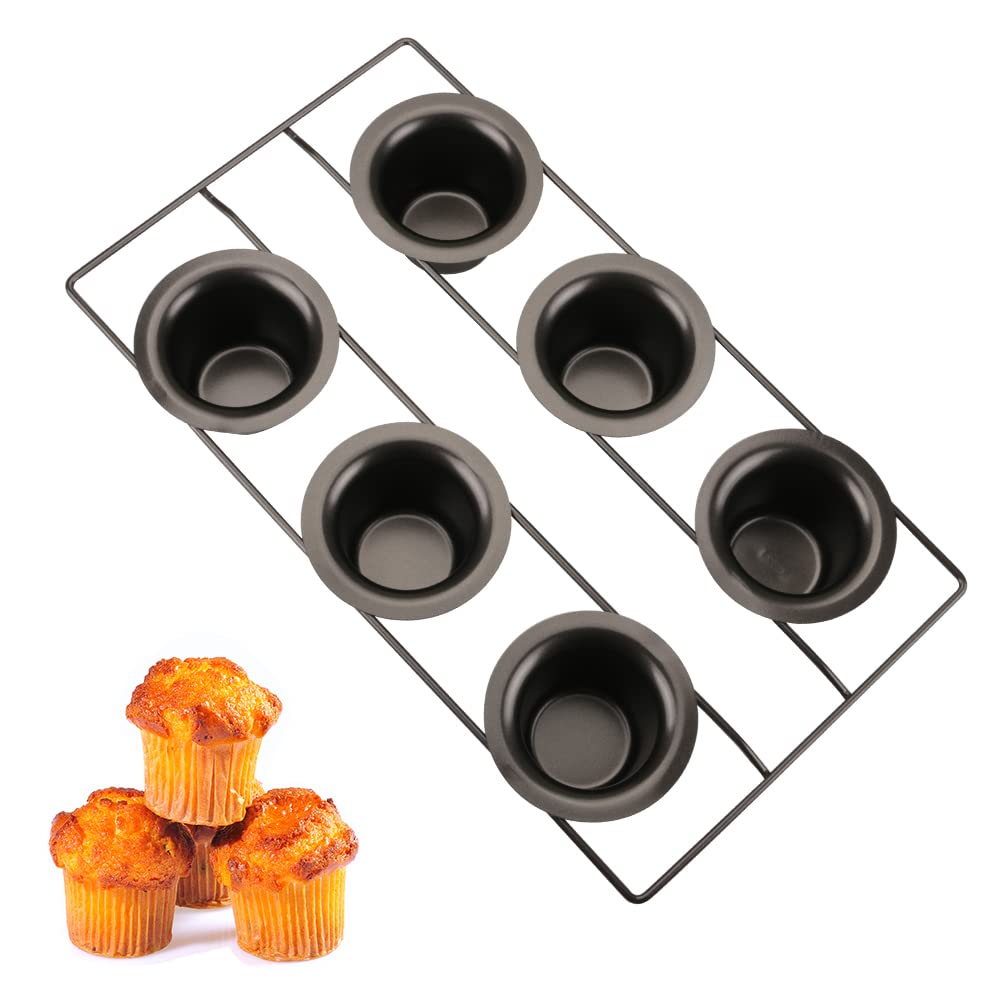 CGGYYZ Professional 6 Cup Popover Pan for Baking, Cupcake Muffin Pan Jumbo Deep, Popover Pan Nonstick Baking Tray for Muffins, Brownies and Baking