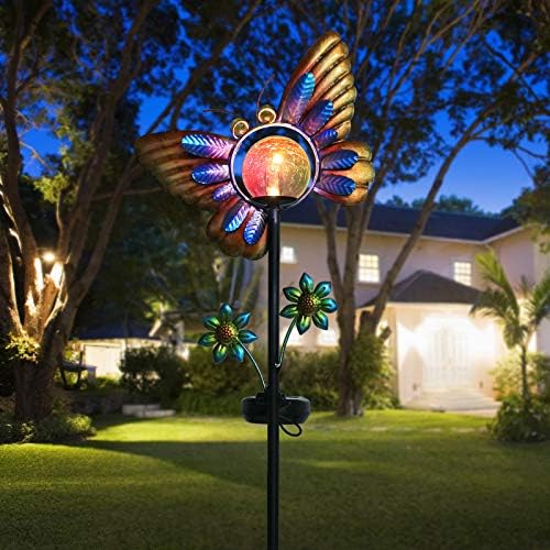 Solar-powered butterfly garden lights priced at $25.99.