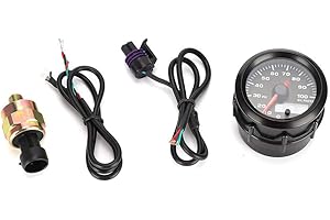 Oil Pressure Gauge, 2inch 52mm 0-100PSI Car Oil Pressure Gauge Pointer 7-Colors Digital LED Meter with Sensor