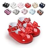 Sabe Infant Baby Girls Soft Sole Prewalker Crib Mary Jane Shoes Princess Light Shoes (11cm(0-6 month), A-red)