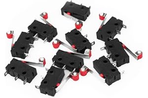 HiLetgo 10pcs Micro Limit Switch KW12-3 AC 250V 5A SPDT 1NO 1NC Micro Switch Normally Open Close Limit Switch with Roller Lever Arm Black