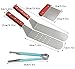 7-Piece Professional Grade Stainless Steel BBQ Grill and Griddle Spatula Set Great for Blackstone, Camp Chef and Other Flat Top Griddles (2 Spatulas, 1 Scrapper, 1 Tong, 1 Scrub Brush, 2 Bottles)