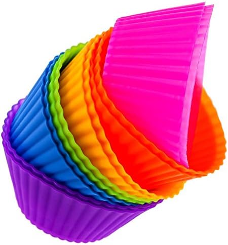 BeatlGem Silicone Baking Cups 12 Cupcake Muffin Liners Kids Bento Lunchbox Divider Accessories