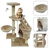Árbol para gato de color beige con rascador - Torre para rascar de sisal natural