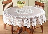White Floral Lace Tablecloth, Round, 60In