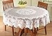 White Floral Lace Tablecloth, Round, 60In