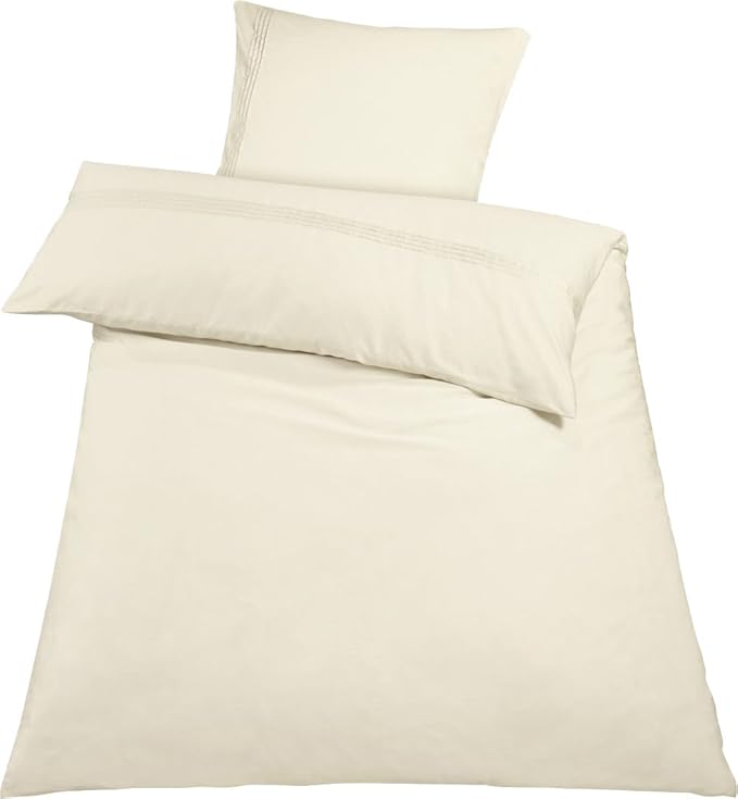 MERADISO® Baumwoll-Satin-Bettwäsche, 100% Baumwolle (135 x 200 cm, creme weiß)