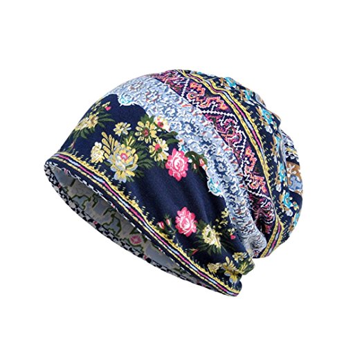 Highpot Women's Beanie Chemo Hat Infinity Scarf Head Wrap Cap (Blue)