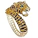 EVER FAITH Austrian Crystal Enamel Gorgeous Tiger Animal Bangle Bracelet Brown Gold-Tone