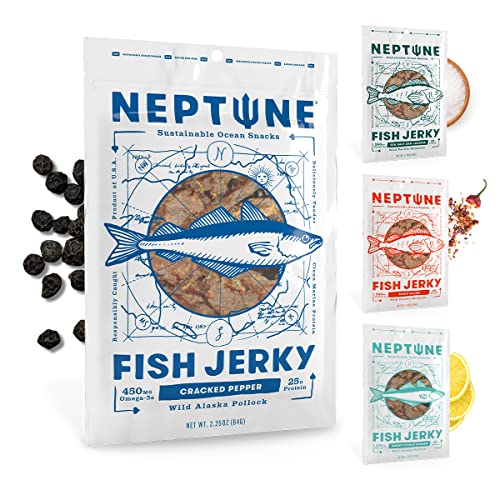 Neptune Fish Jerky Variety 4Pack Wild Caught Pacific RockFish and