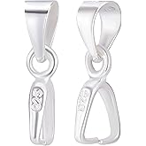 Beebeecraft 10Pcs/Box Small Pinch Bails Clasp 925 Sterling Silver Ice Pick Pinch Bails Dangle Charms Pendant Connector 12x5mm for Necklace Jewelry Making