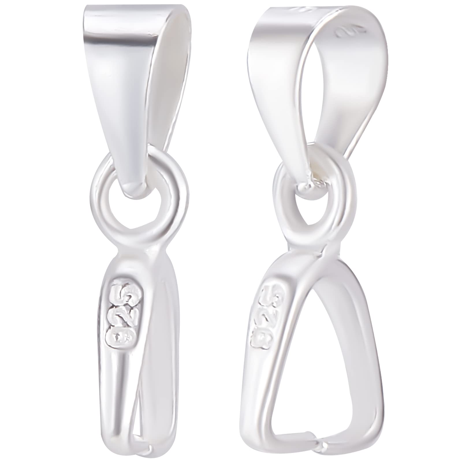 Beebeecraft 10Pcs Pinch Bails Clasp 12mm 925 Sterling Silver Ice Pick Pinch Bails Necklace Pendant Clasps Dangle Charms Pendant Connector for Small Items Jewellery Making (Pin: 5x1.5mm)