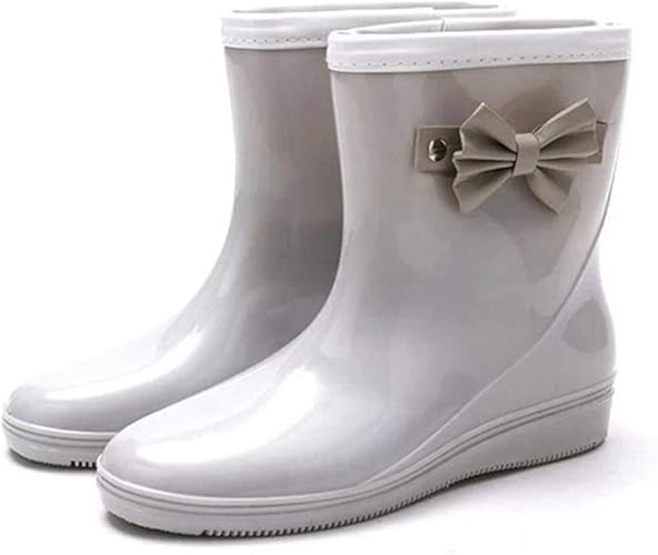 Amazon Sejuc 防水 蝶結び レインブーツ レディース ショート おしゃれ ヒール 軽い 軽量 レインシューズ ブーツ ジュニア 女の子 黒 長靴 ショートブーツ 太ヒール 防滑 抗菌 防臭 歩きやすい 痛くない 疲れにくい エナメル ローヒール ブーツ ブーティ