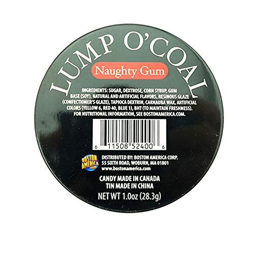 (2 Pack) Lump O Coal Tin Bubble Gum Candy Lump of Coal Shaped Gift Stuffer with 2 Gosu Toys Stickers