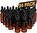 Nylea 24 Pack Essential Oil Roller Bottles - Round Boston Empty Refillable Amber Bottle with Glass Dropper for Liquid Aromatherapy Fragrance Lot - (1/2 oz) 15ml