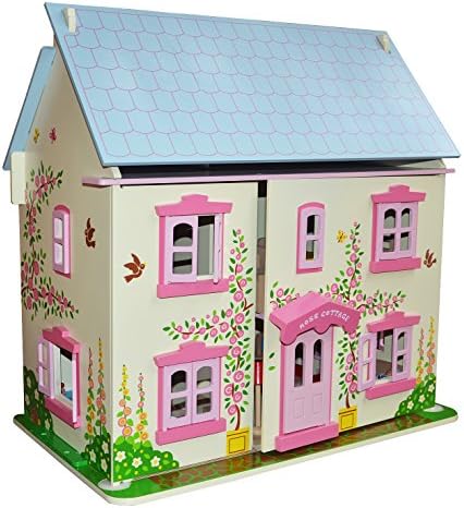 lemogo DIY Wooden Dollhouse Miniature Kit W/Large Village 1:12 Scale & All Furnitures