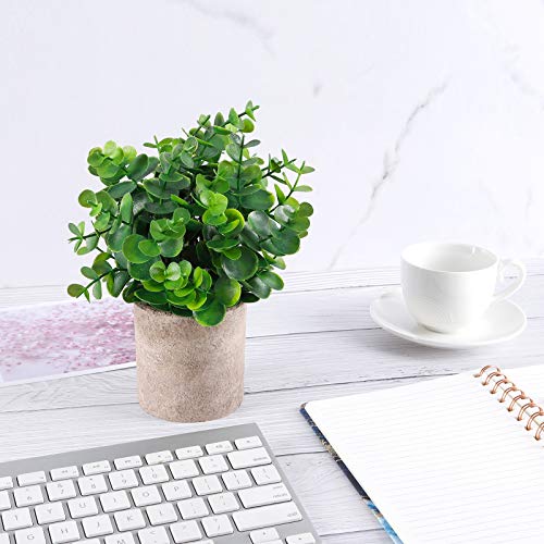 Funarty Mini Fake Plants Potted Plants Artificial Eucalyptus Plants