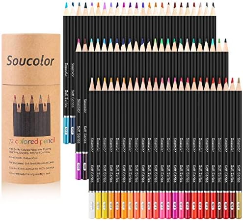 Soucolor 72-Colour Coloured Pencils for Grownup Coloring Books, Gentle Core, Artist Sketching Drawing Pencils Artwork Craft Provides, Coloring Pencils Set Reward for Adults Children Freshmen