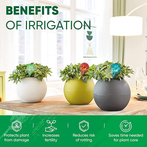 Plant Watering Globes Set of 6 - Small Glass Self Watering Globes for Indoor & Outdoor Plants - Multicolor Passive Watering Devices for Short Term Soil Moisture Support Bulbs