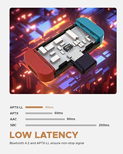 Bluetooth Adapter for Nintendo Switch USB C Wireless Audio Transmitter Support APTX Low Latency Voice Chat Passthrough Charging Compatible with AirPods PS4 Bose Sony and Bluetooth Speakers Earbuds