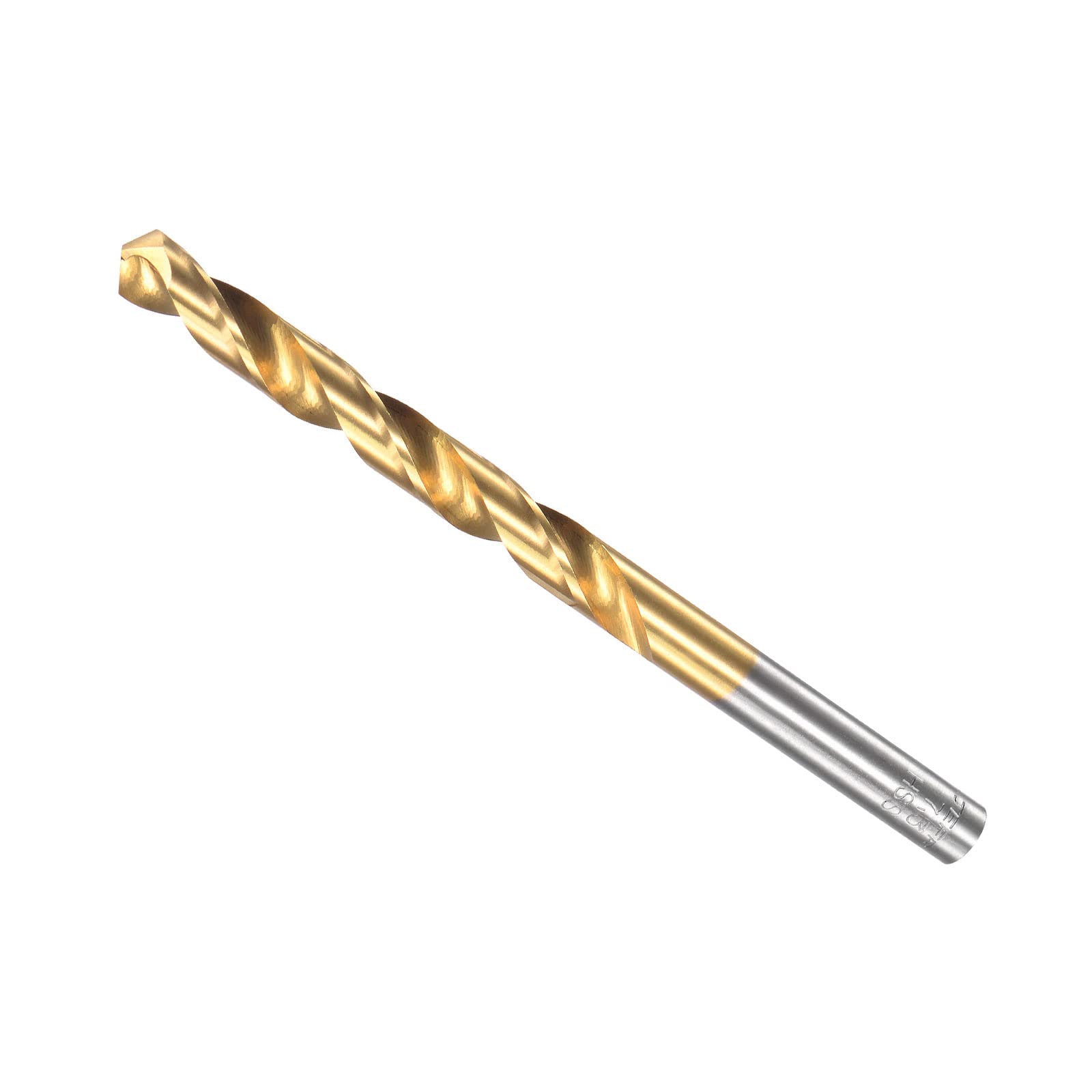 CoCud Twist Drill Bits, 7.3mm Drilling Diameter, Titanium Coated High Speed Steel 6542 Straight Round Shank - (Applications: for Stainless Steel Alloy Metal), 1-Piece